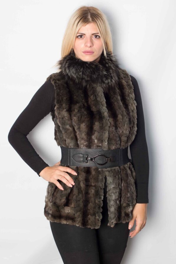 Vest mink olive brown-cross