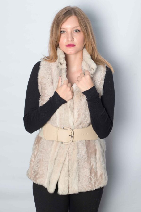Vest mink beige-white
