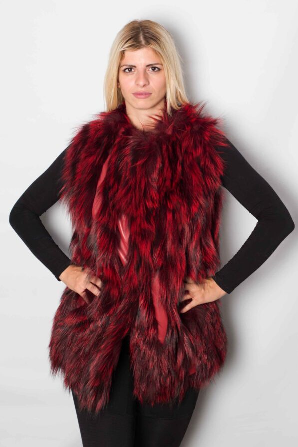 Vest silverfox red black