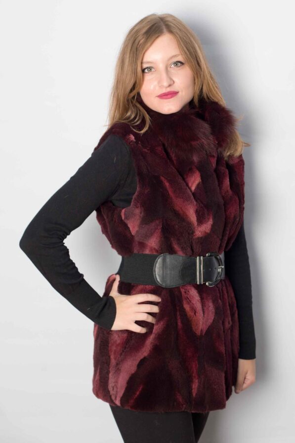 Vest burgandy fox