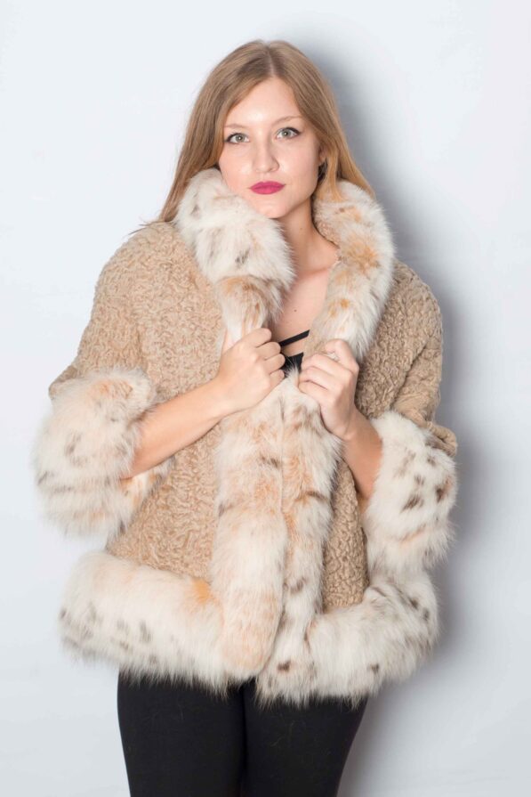 Cloak astrakhan beige-rock