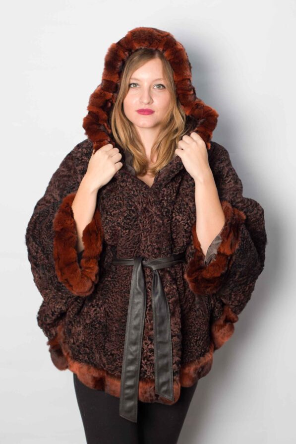 Cloak astrakhan burgundy
