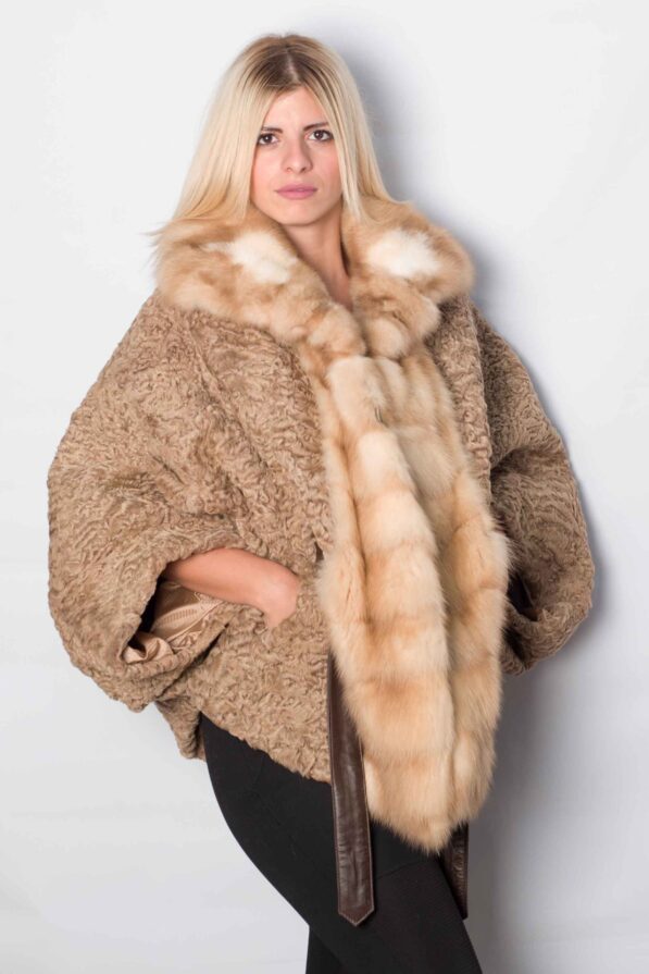 Cloak astrakhan camel-beige