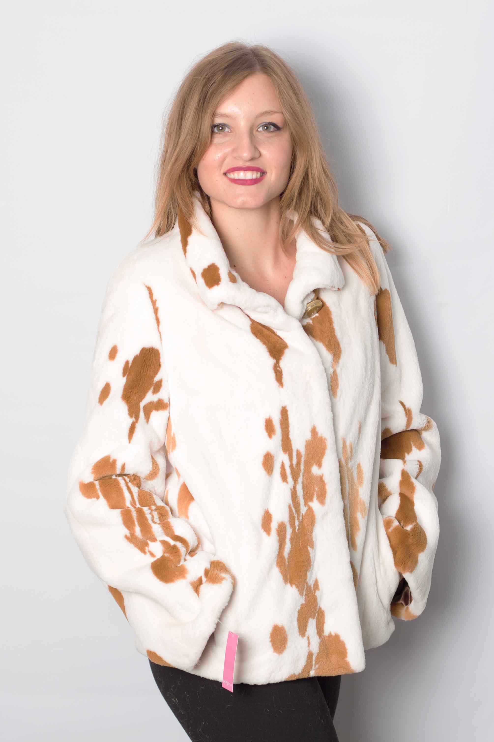 Forever 21 Cow Print Faux Fur Jacket