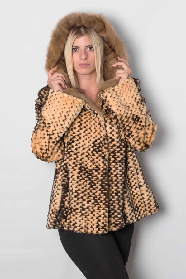 Rex coat beige-black