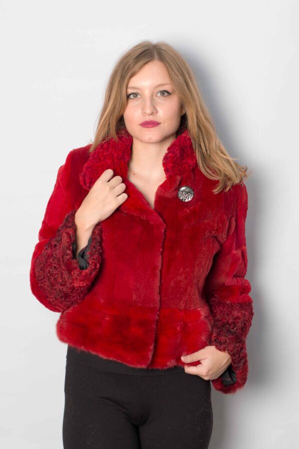 Coat mink red