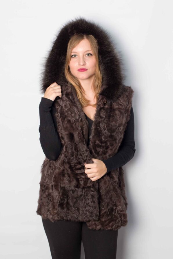 Vest goatskin purple-brown