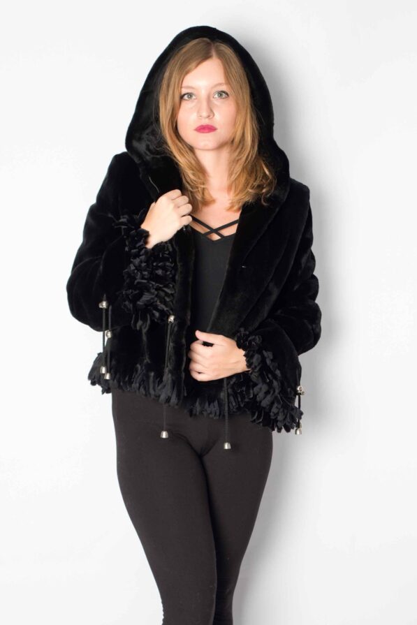 Coat mink black-gloss