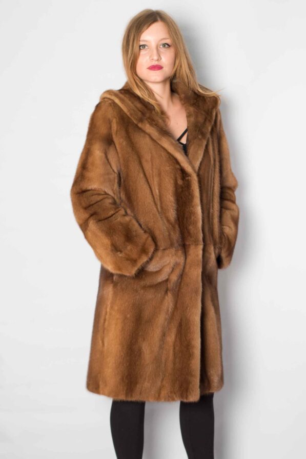 Coat mink light-brown