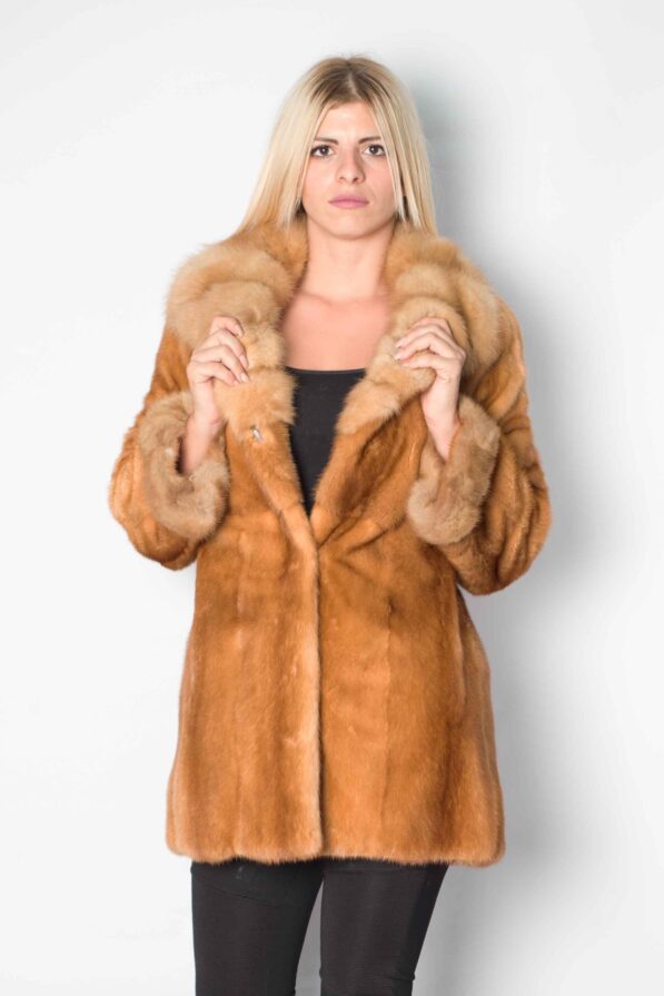 Coat mink golden-brown