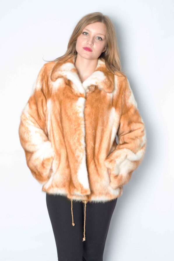 Coat mink golden-cross