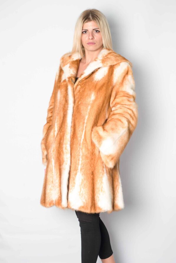 Coat mink golden-cross