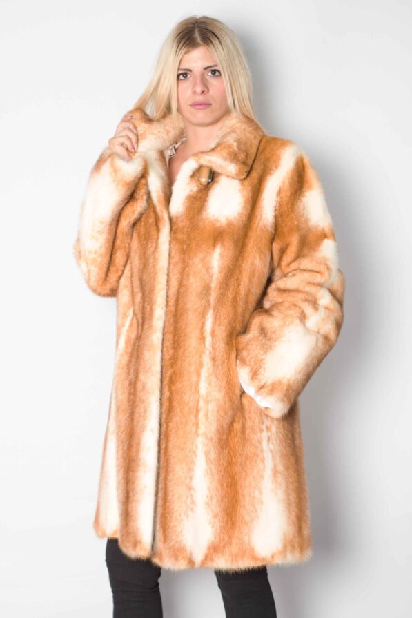 Coat mink golden-cross
