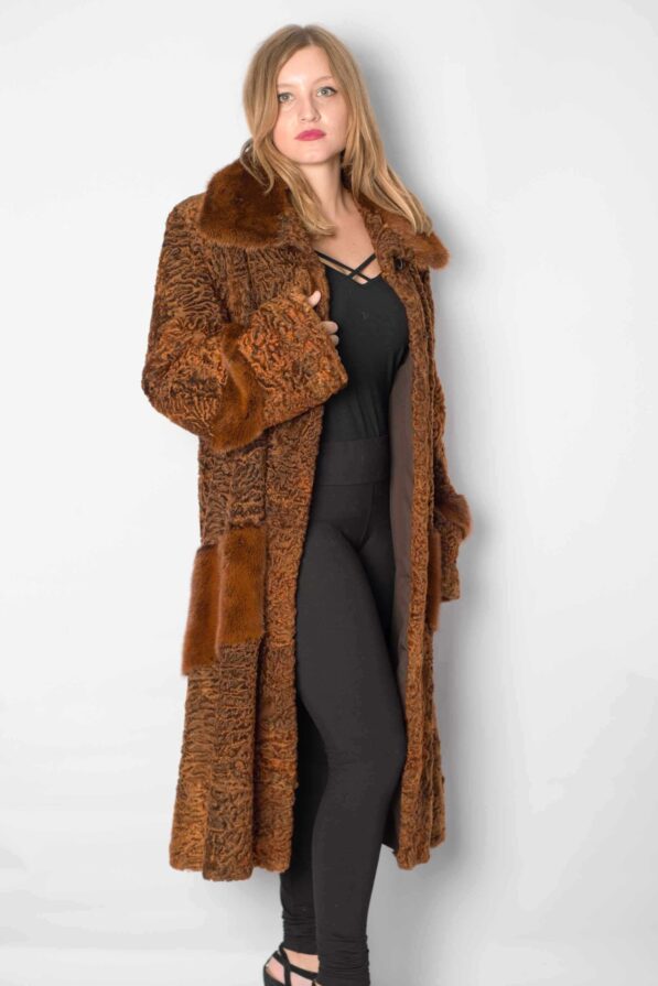 Coat karacul cognac-brown
