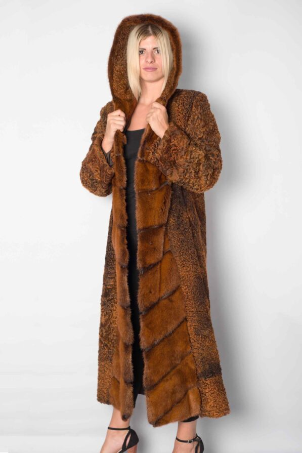 Coat karacul cognac-brown