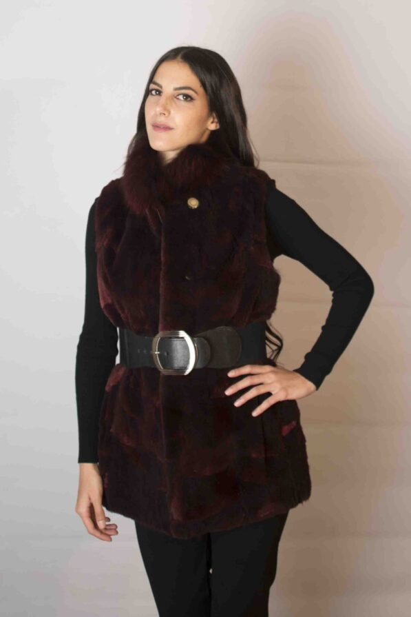 Vest burgandy fox